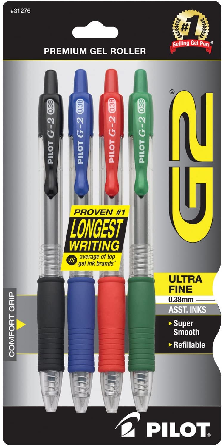 image of: Pilot G2 Retractable Gel Pen .7mm 4 pack
