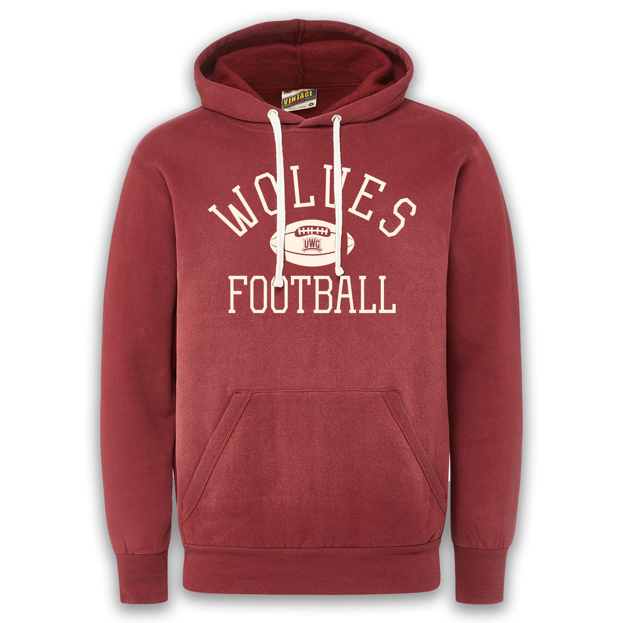 image of: VINTAGE FLEECE HOOD WOLVES FOOTBALL