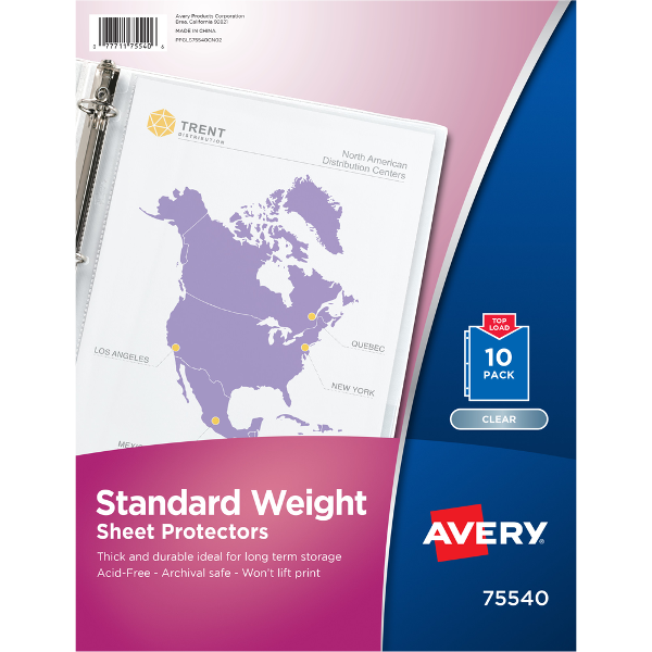 Avery Top Loading 8.5in x 11in Sheet Protectors, 10 Pack; $4.98