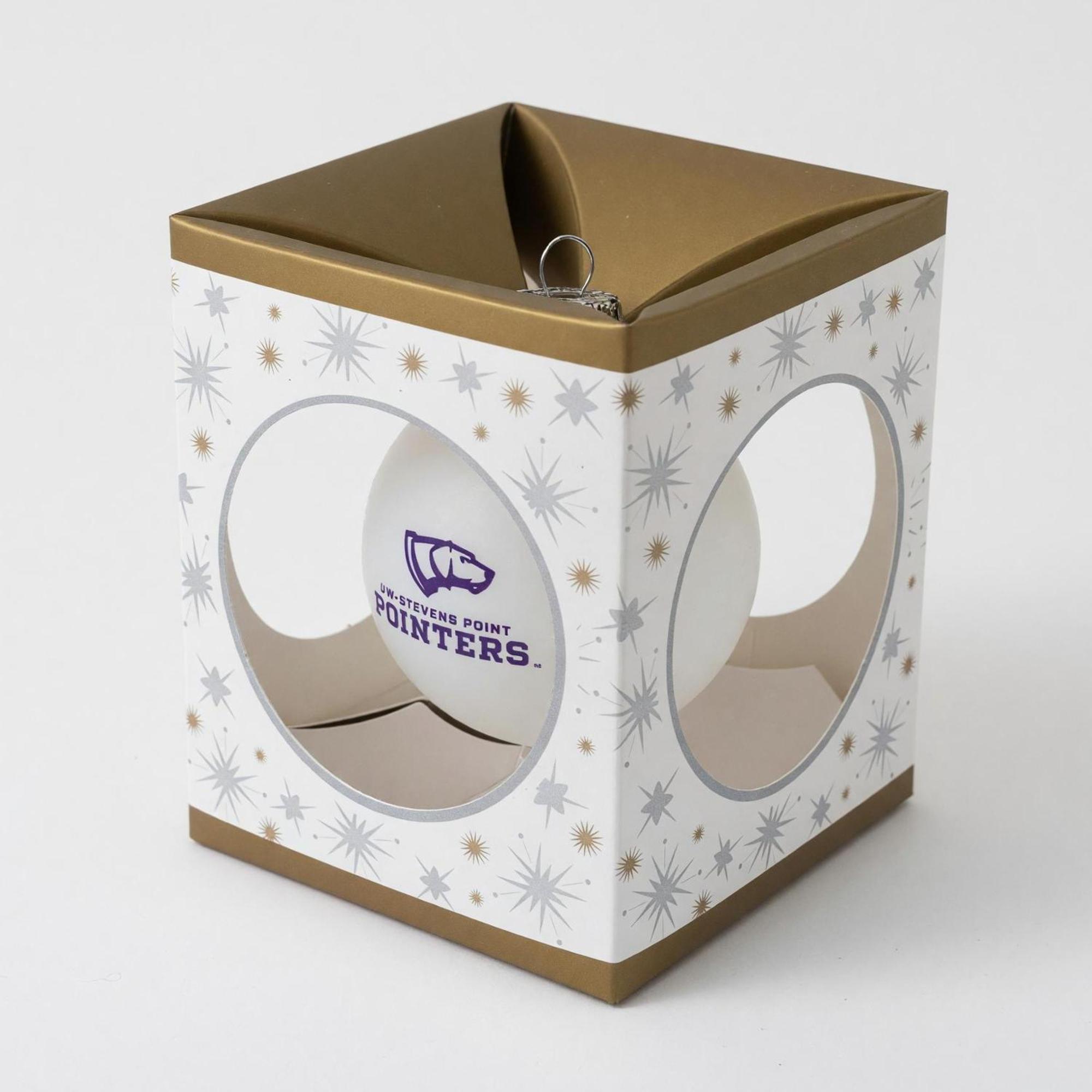 Product image 2 of 2 for University of Wisconsin Stevens Point Glass Ball Ornament, White