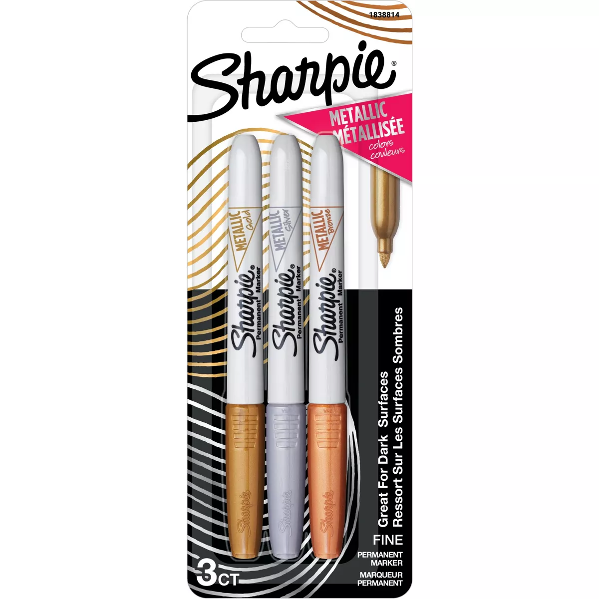 image of: Sharpie Permanent Marker Asst Fine - 3PK BP Metallic