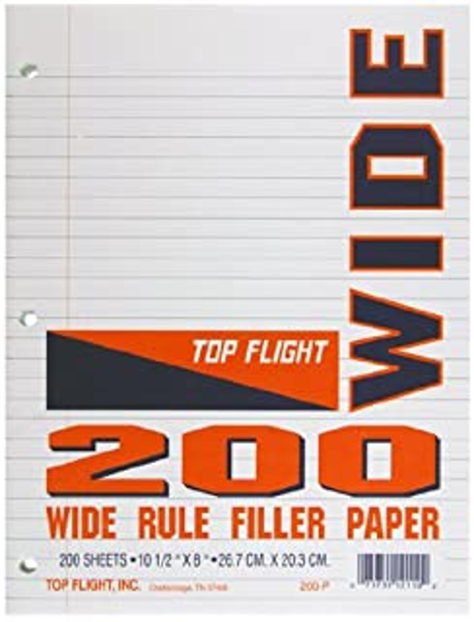 image of: WIDE RULE FILLER PAPER 200SHTS