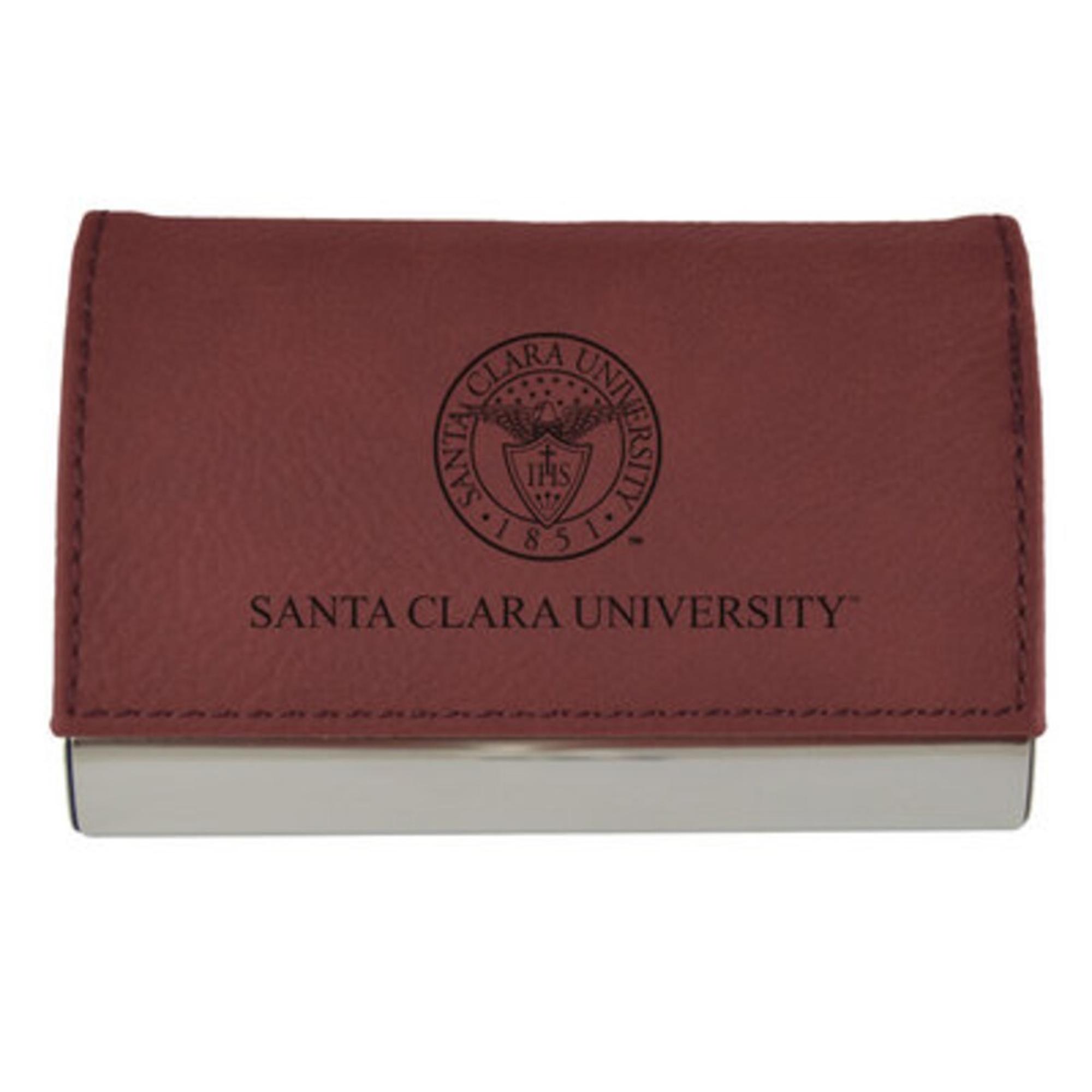 image of: Santa Clara University Velour Accented Leather Card Holder