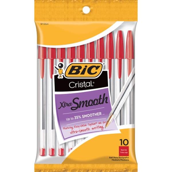 BIC Xtra Smooth Red Pens 10 Pack; $5.99