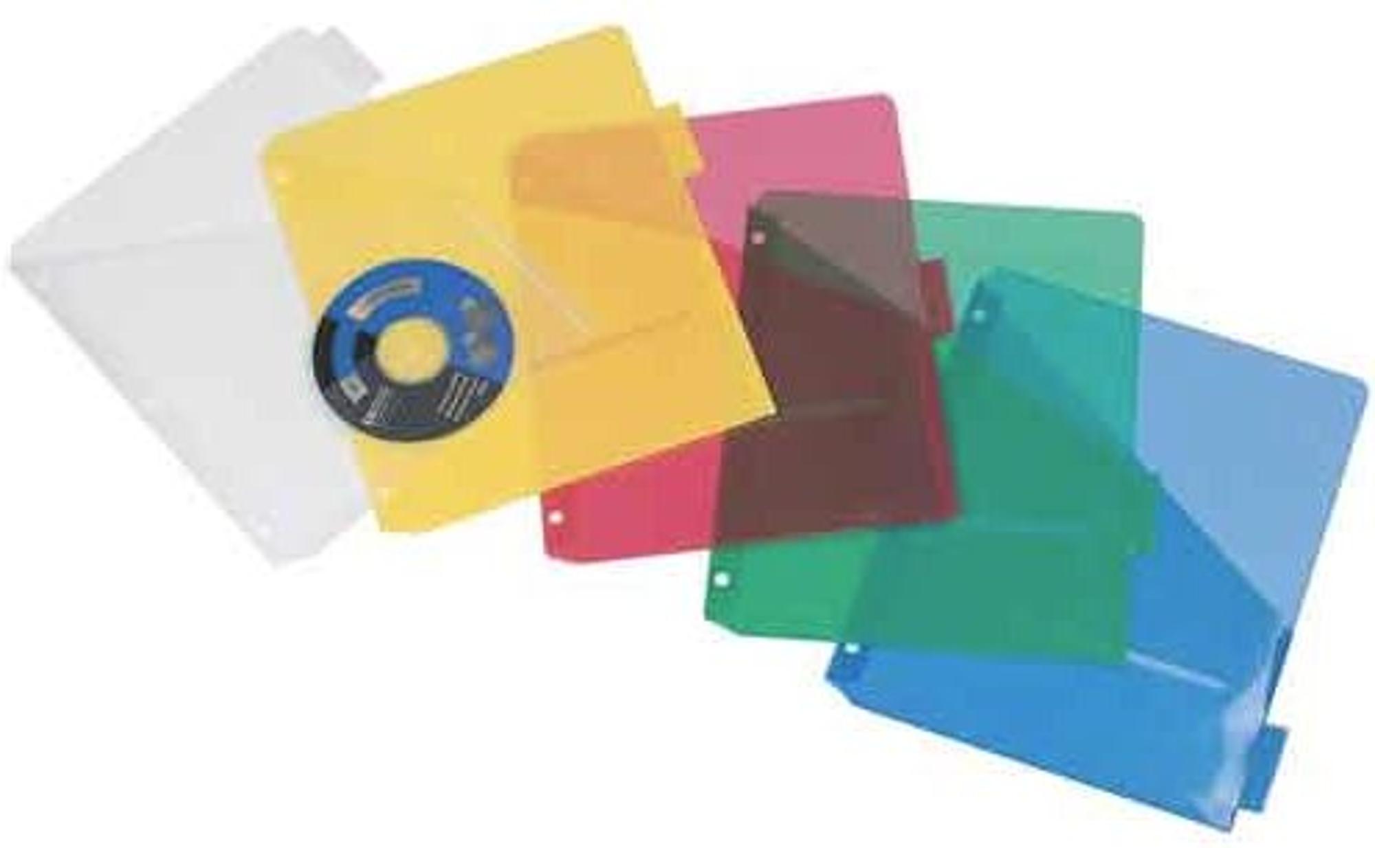 image of: Binder Pockets with Tabs 5pk Multicolor