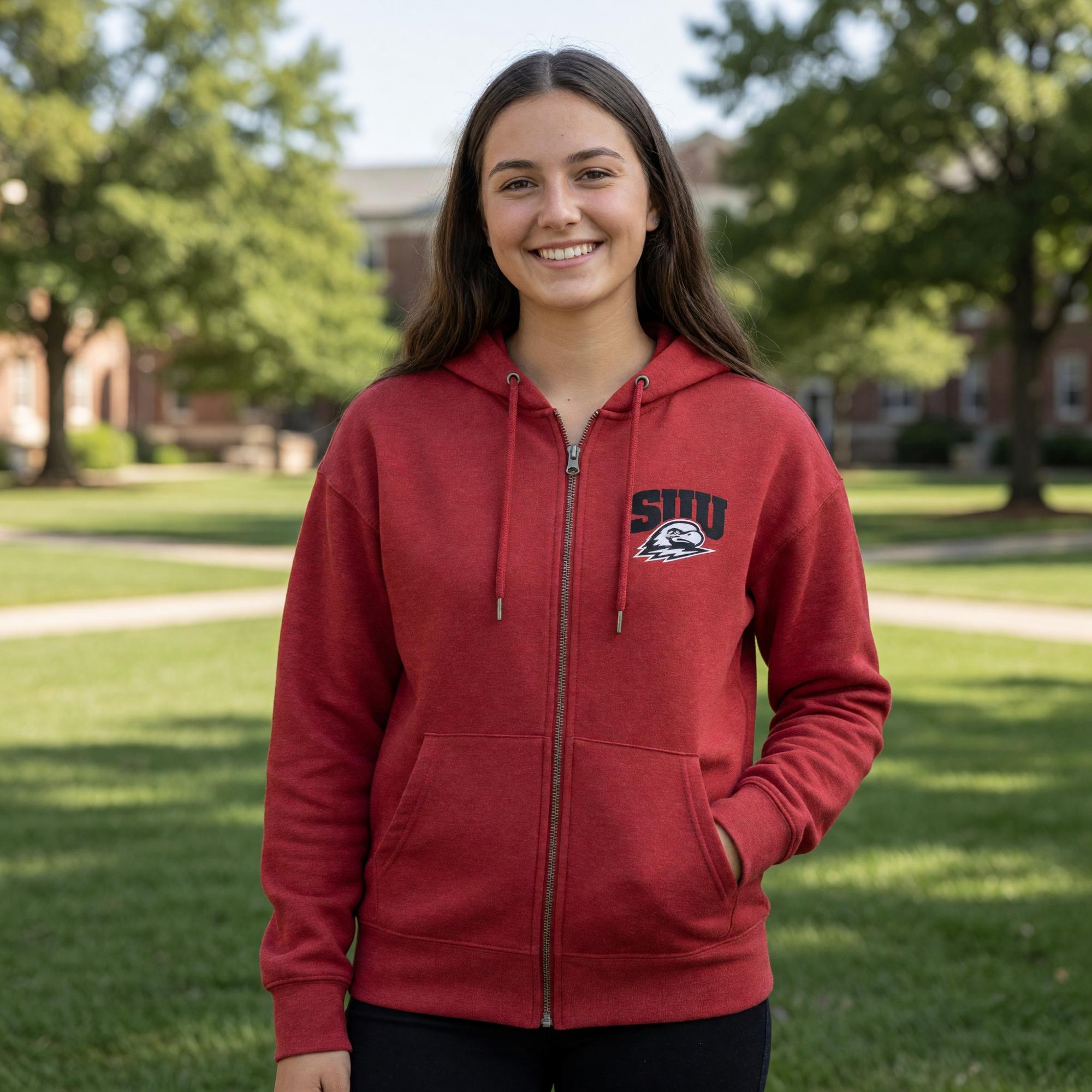 Product image 1 of 2 for COLOSSEUM WOMENS FULL ZIP HOOD RED THOR LEFT CHEST