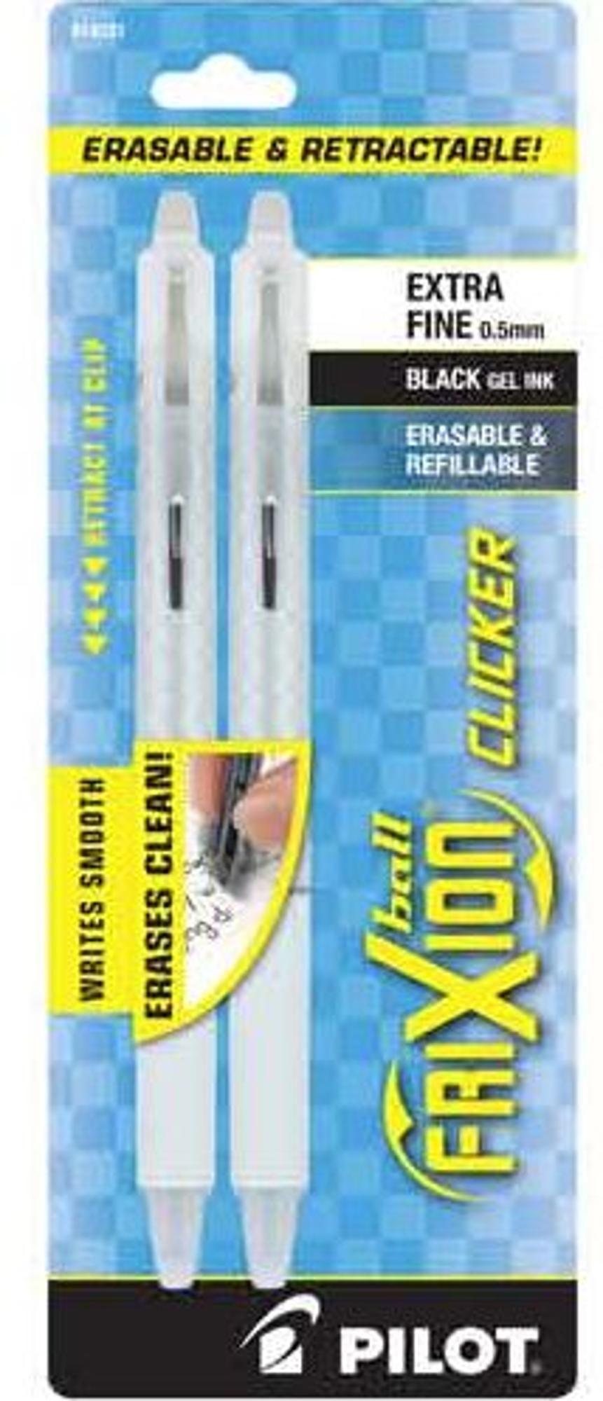 image of: FriXion Ball Clicker White Extra-Fine 2pk Black Ink