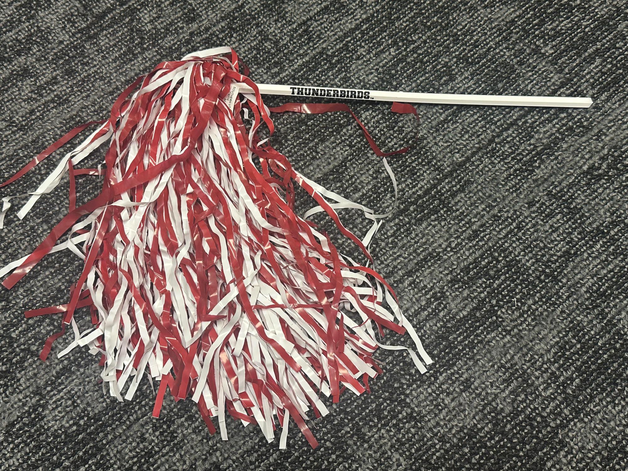 image of: RED/WHITE STICK POM POM