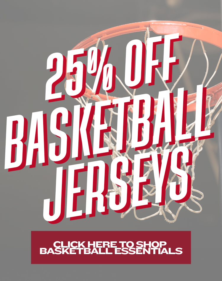 All basketball jerseys are 25% off. Click here to shop all basketball essentials.