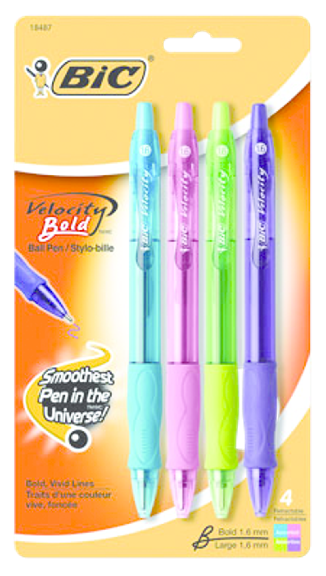 image of: BIC Velocity Bold Retractable Ballpoint Pen Asst 1.6mm 4Pk BP