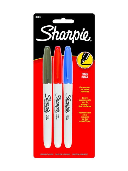 Sharpie Fine Tip Permanent Marker, 3 Pack, Primary; $5.98