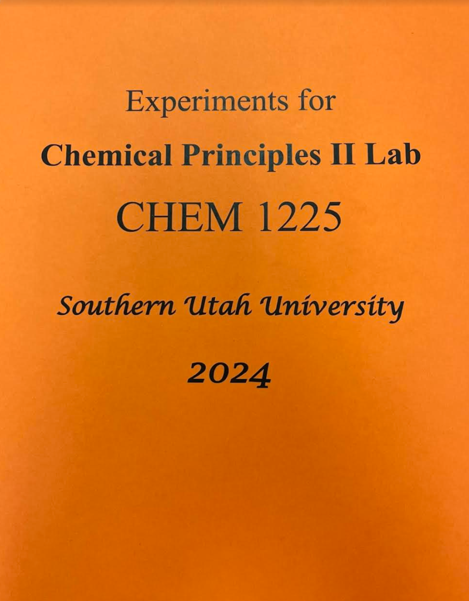 Cover image for CHEM 1225 EXPERIMENTS CHEMICAL PRINCIPLES II