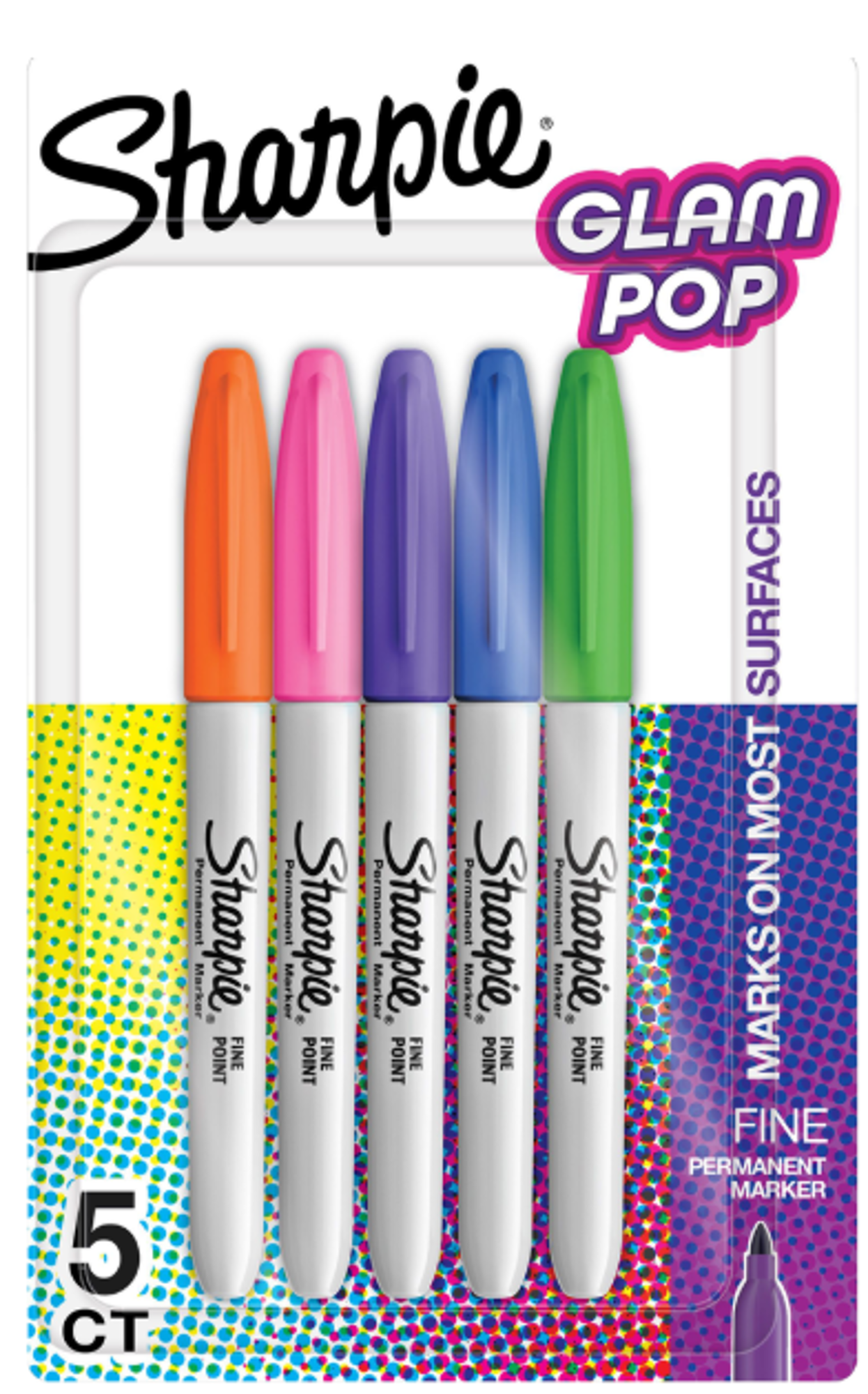 image of: Sharpie - Glam Pop Permanent Marker - Asst, 5pk