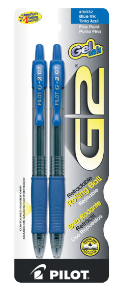Pilot G2 .7mm Retractable Ballpoint Pen, 2 Pack; $6.98