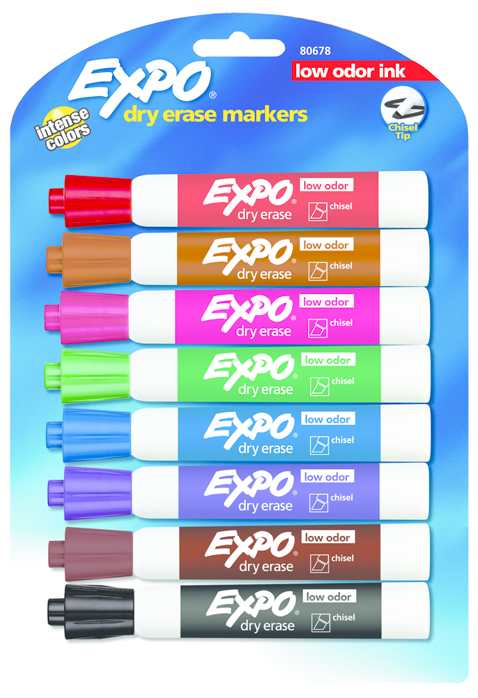 Product image 1 of 1 for Expo Low Odor Dry Erase Marker, Asst, Chisel, 8pk