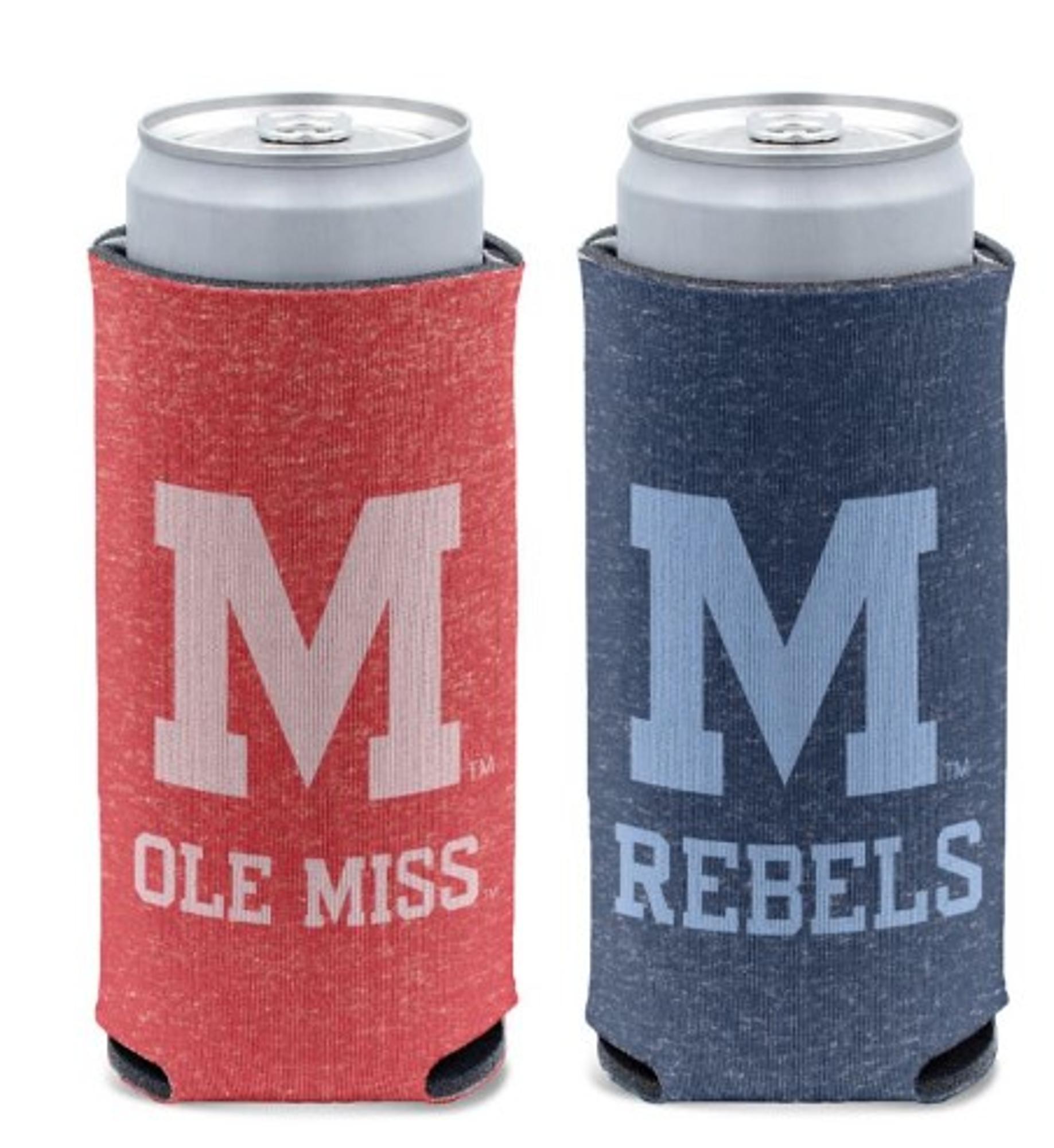 image of: Ole Miss Slim Can Cooler Block M Heather Red/Navy