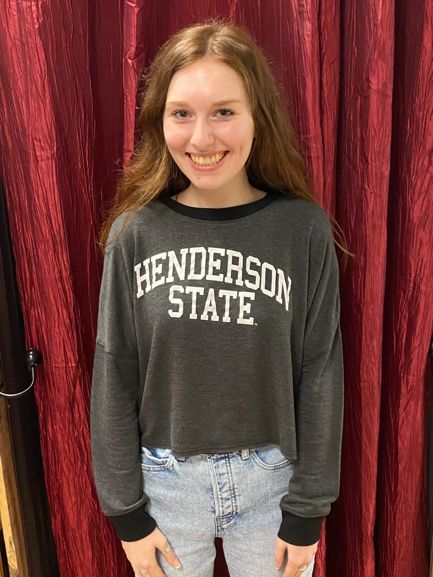 image of: Henderson State Flash Dance Cropped Long Sleeve T-Shirt