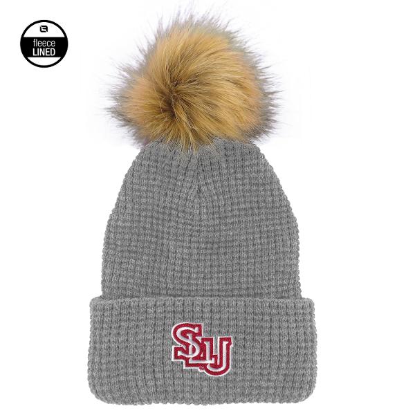 Logofit Waffle Knit Hat with Fur Pom; $24.95