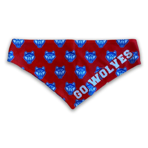 WOLF HEAD LOGO GO WOLVES PET BANDANA; $24.99