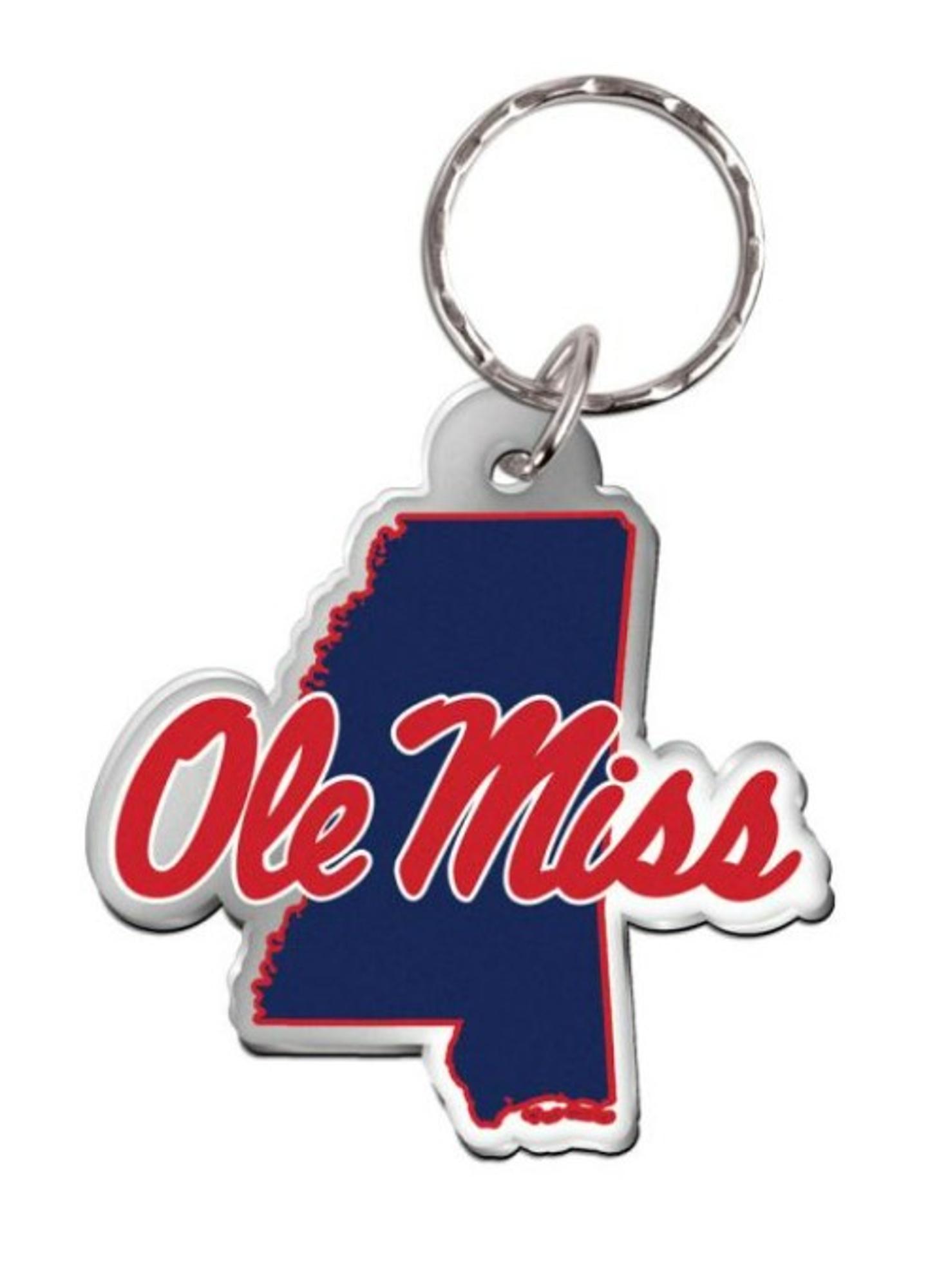 image of: Ole Miss State Shape Acrylic Keychain