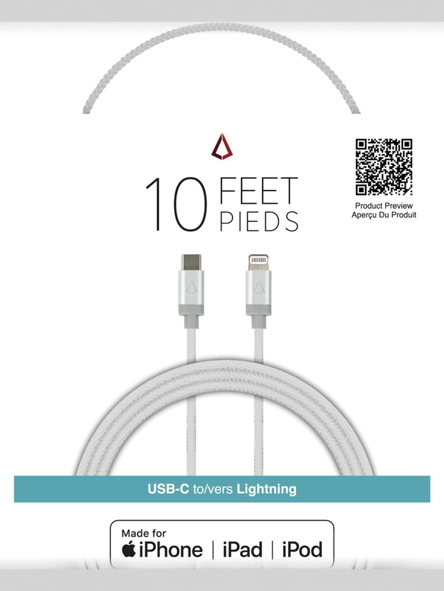 Product image 1 of 1 for LBT Premium Braided USB Cable White 10Ft USB-C to Lightning (MFi)