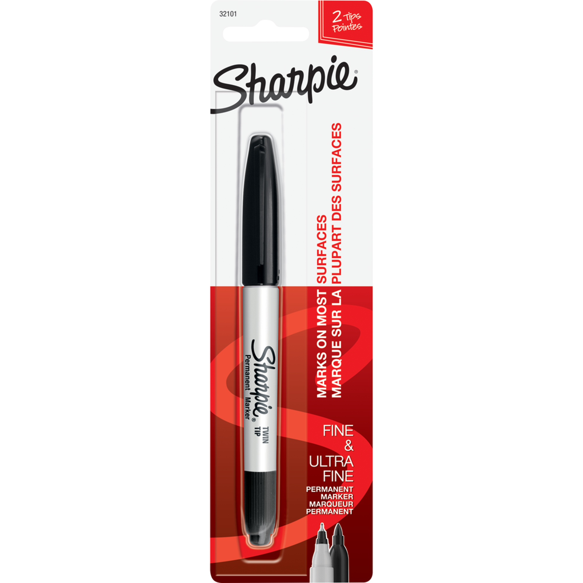 image of: Sharpie Twin Tip Permanent Marker - Black Twin 1Pk BP