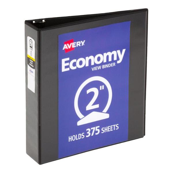 Avery Economy 2 in Binder with Round Rings, Black; $12.98