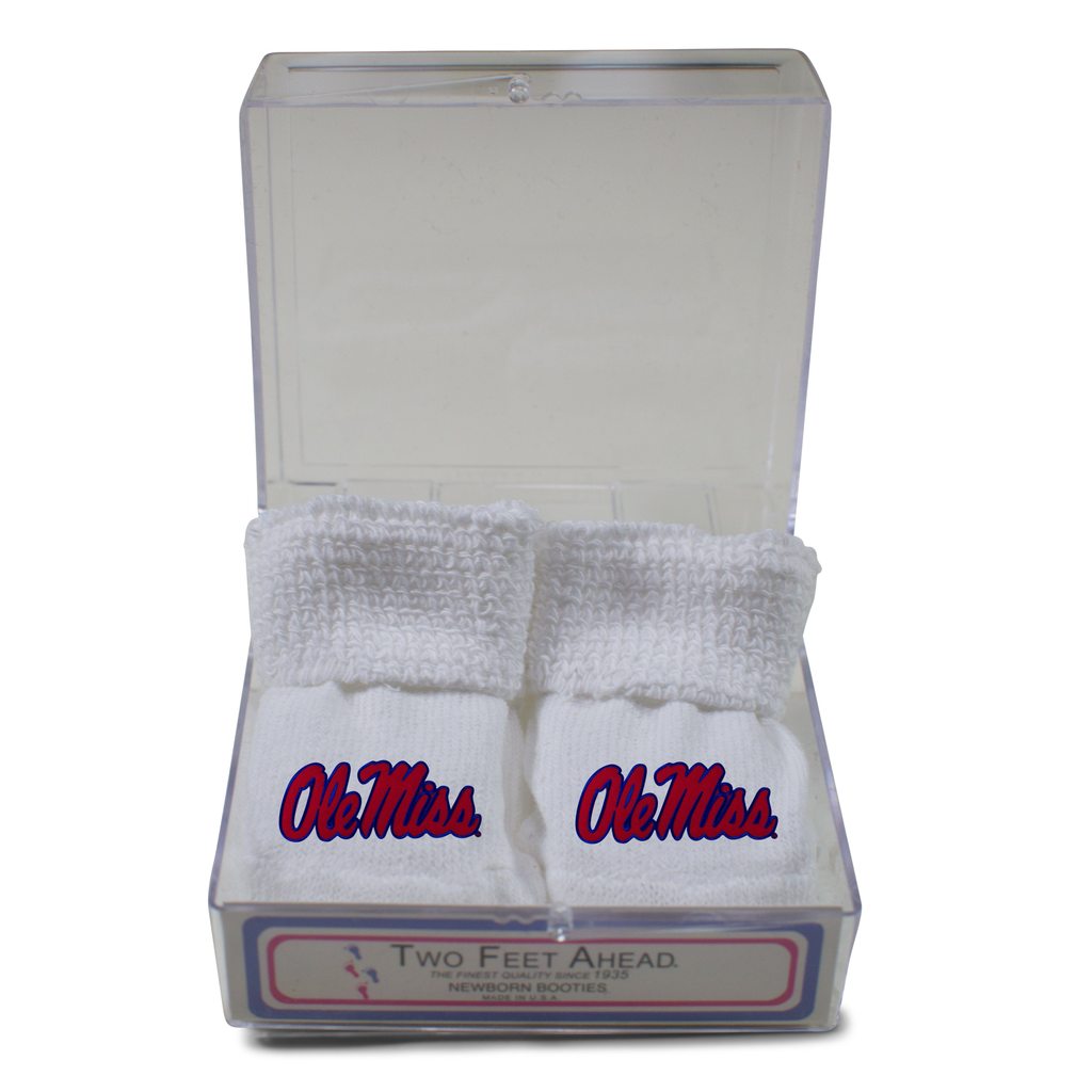 image of: Ole Miss Gift Box Newborn Baby Booties