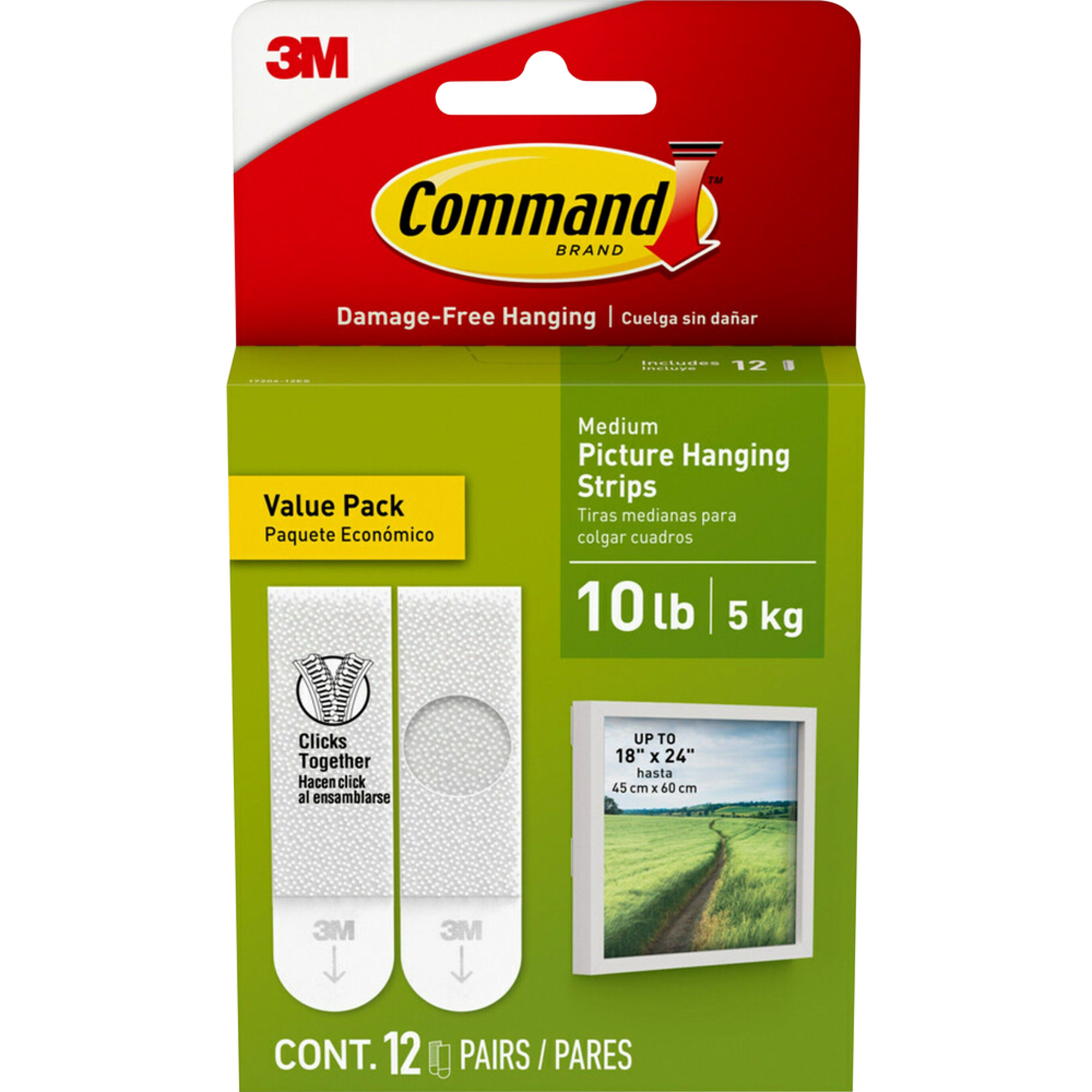 image of: Command 10lb Picture Hanging Strips Value Pack - White 12Pk BP