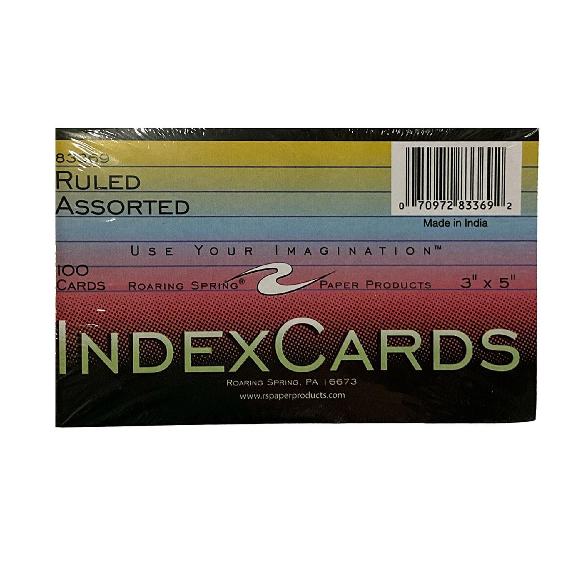 image of: Roaring Spring Paper Trail Index Card - Asst 3x5in 100Ct Bulk Ruled