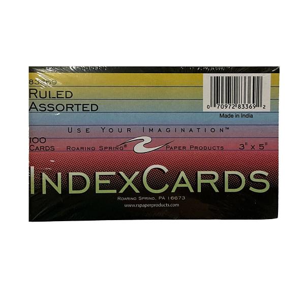 Roaring Spring Paper Trail Index Card - Asst 3x5in 100Ct Bulk Ruled; $3.15