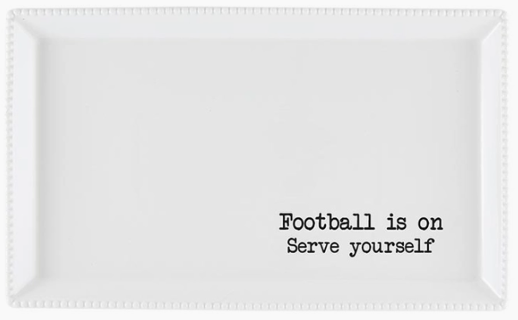 image of: Football Is On Tailgate Serving Platter - White