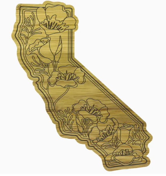 California State with Poppies Bamboo Cutting Board; $34.98