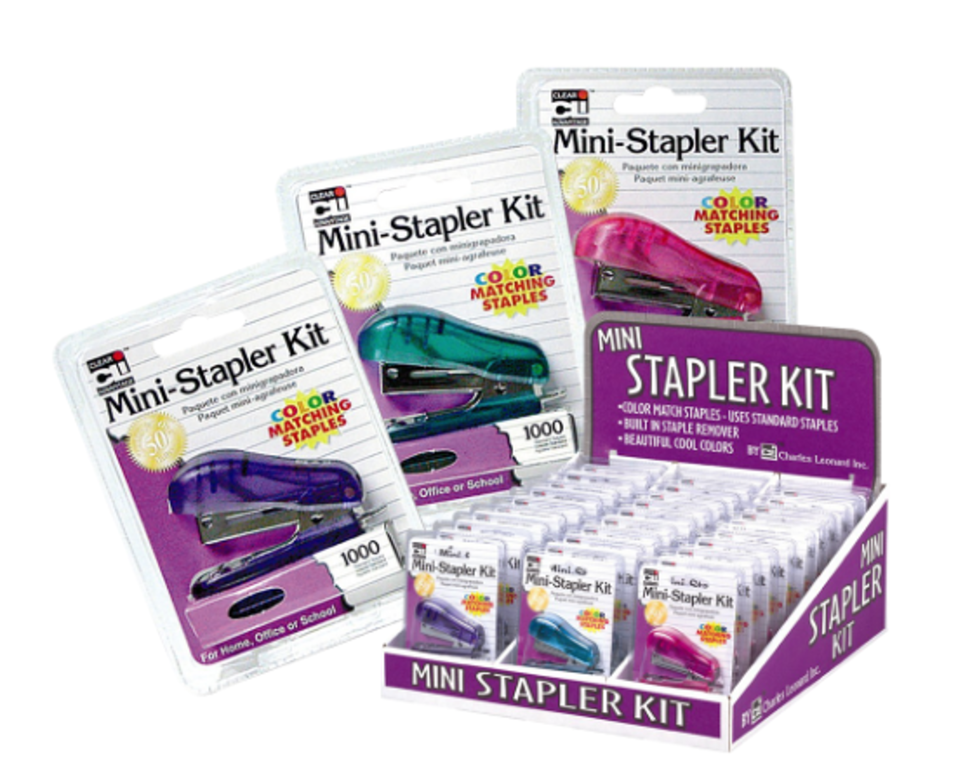 Product image 1 of 1 for Charles Leonard Mini-Stapler Kit with 1000 Staples, Assorted Colors