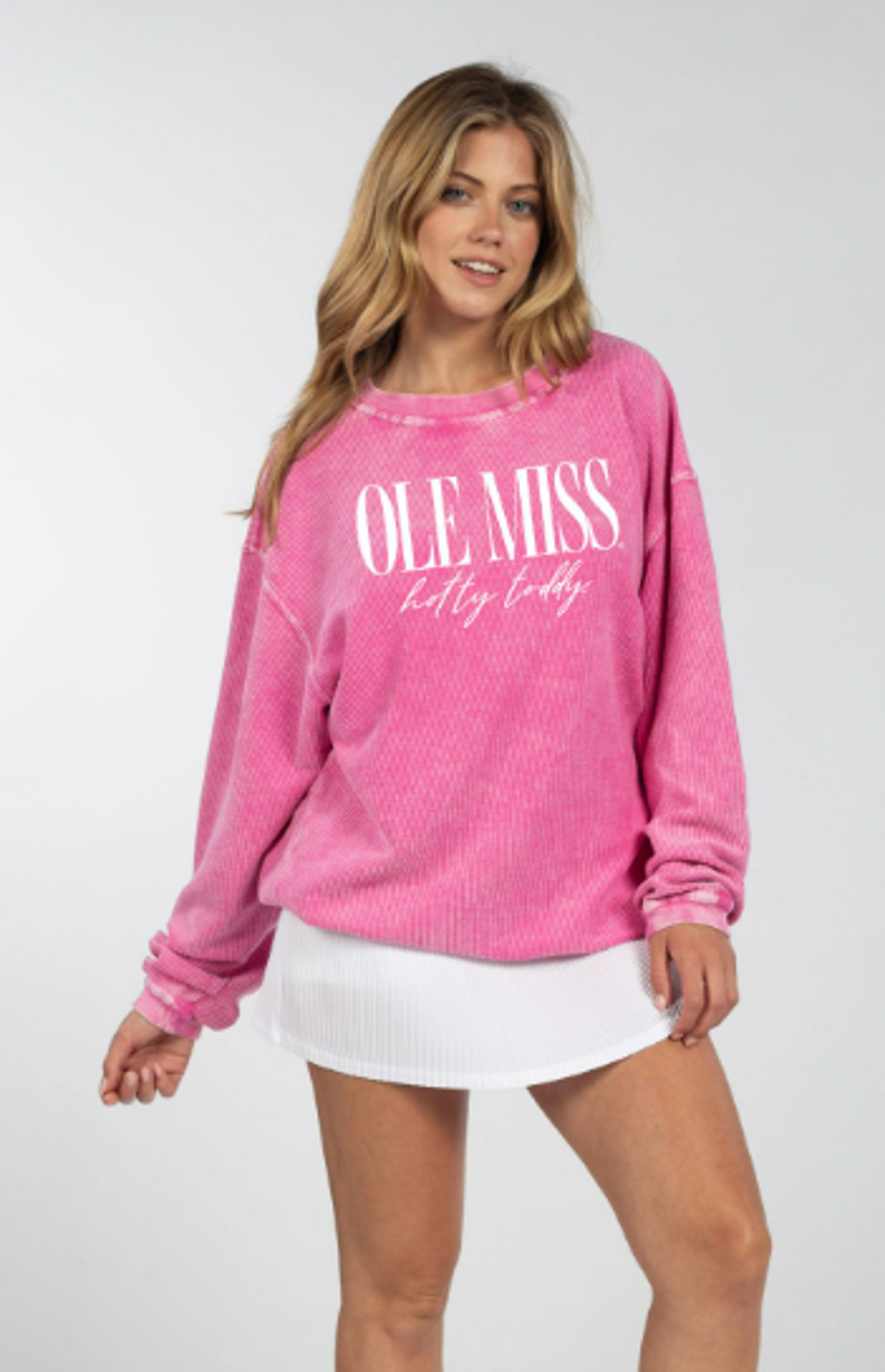 image of: Ole Miss Hotty Toddy Classic Corded Crew Bubblegum XL