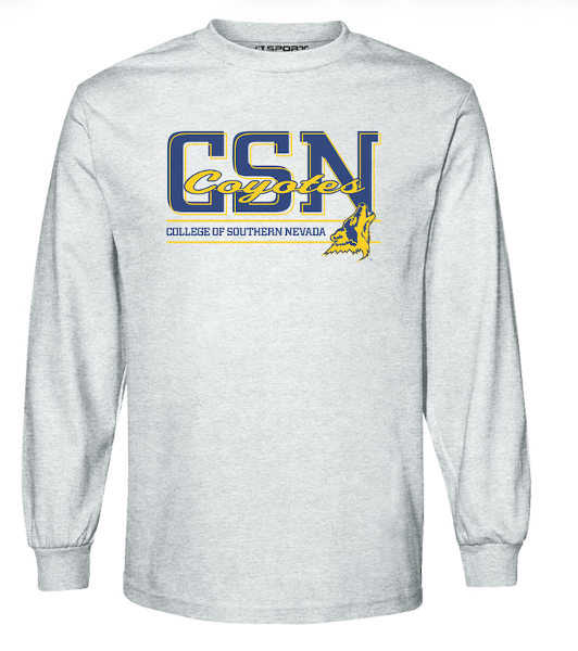 CSN LS TEE ALBATROSS COYOTES SCRIPT ASH; $22.99