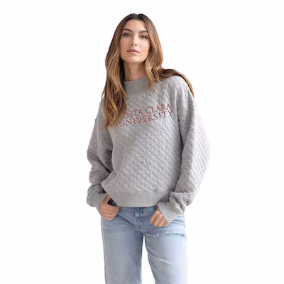 image of: Santa Clara University Women's Quilted Mock Neck Crew, Gray