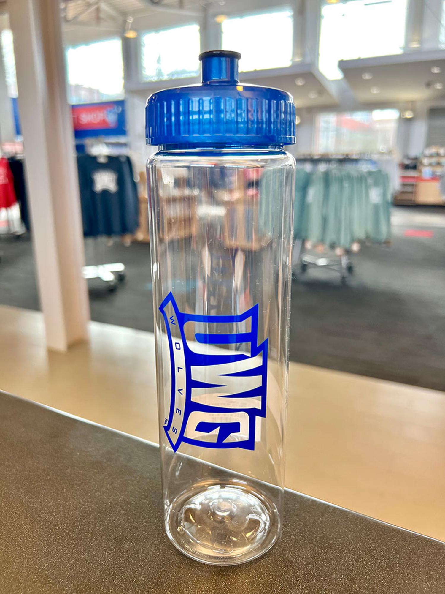 image of: UWG ATHLETICS LOGO CLEAR BOTTLE BLUE TOP
