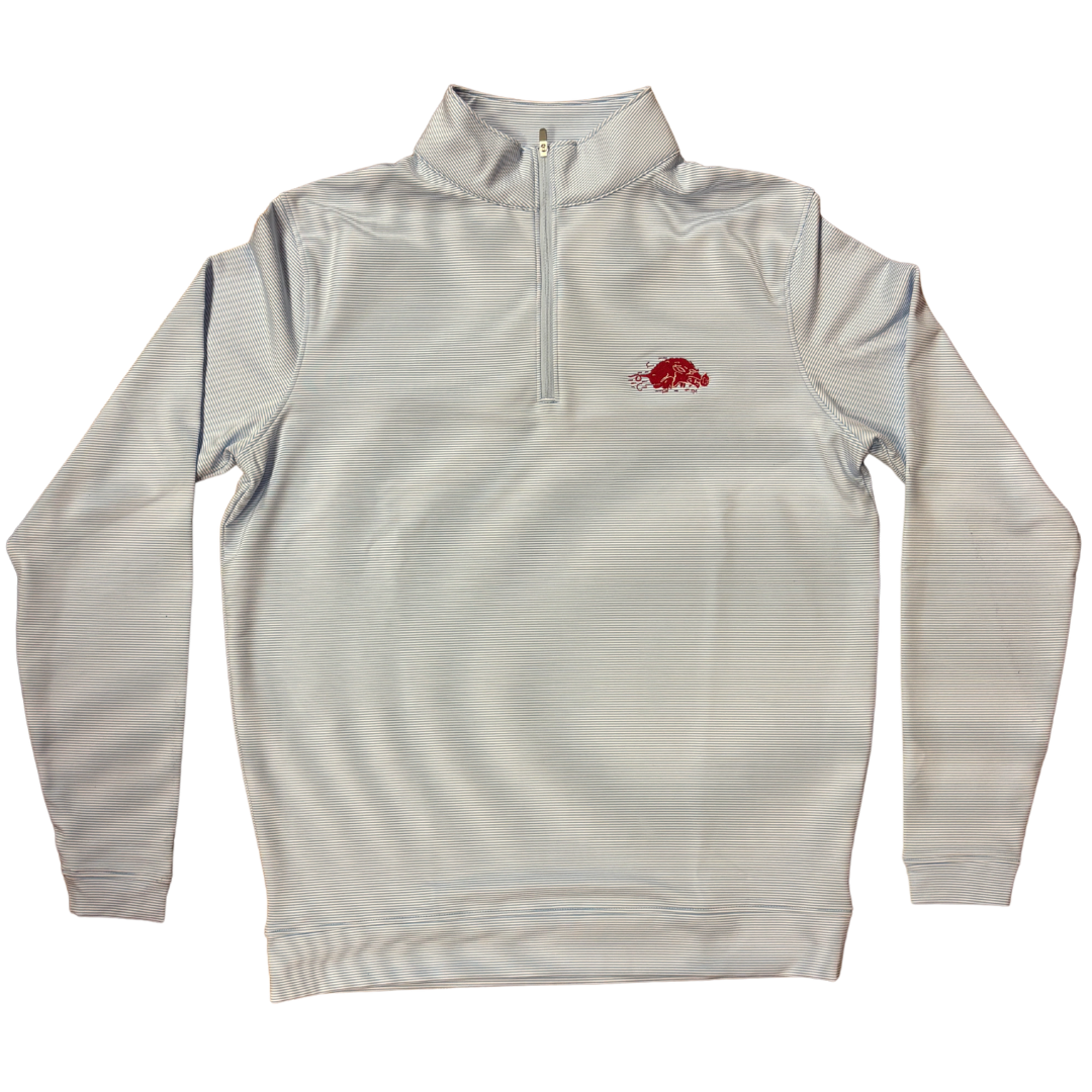 Product image 1 of 1 for Arkansas Razorbacks Vault Slobber Hog Peter Millar Perth Sugar Stripe Performance 1/4 Zip