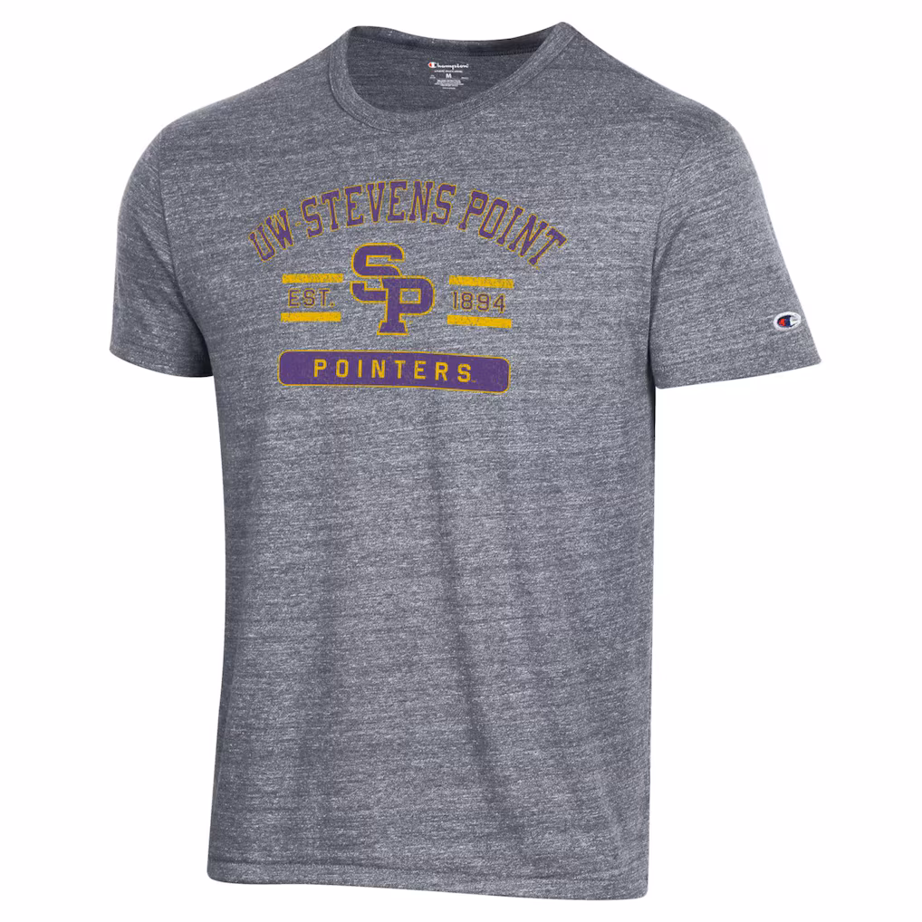 Product image 1 of 1 for University of Wisconsin Stevens Point Tri-Blend Short Sleeve Tee, Gray