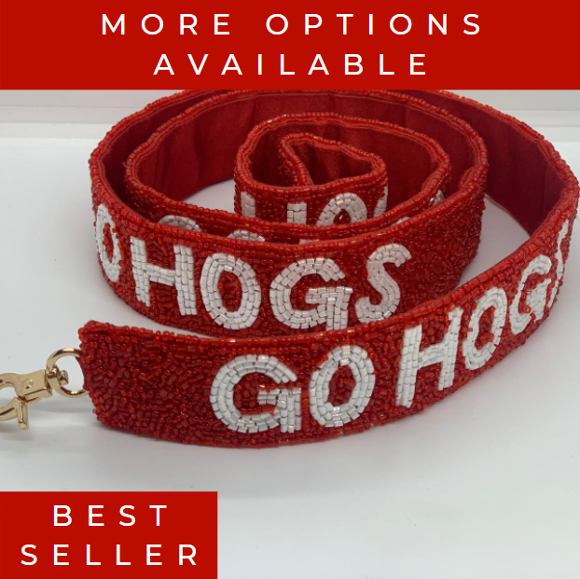 Arkansas Razorbacks Hand Beaded Purse Strap