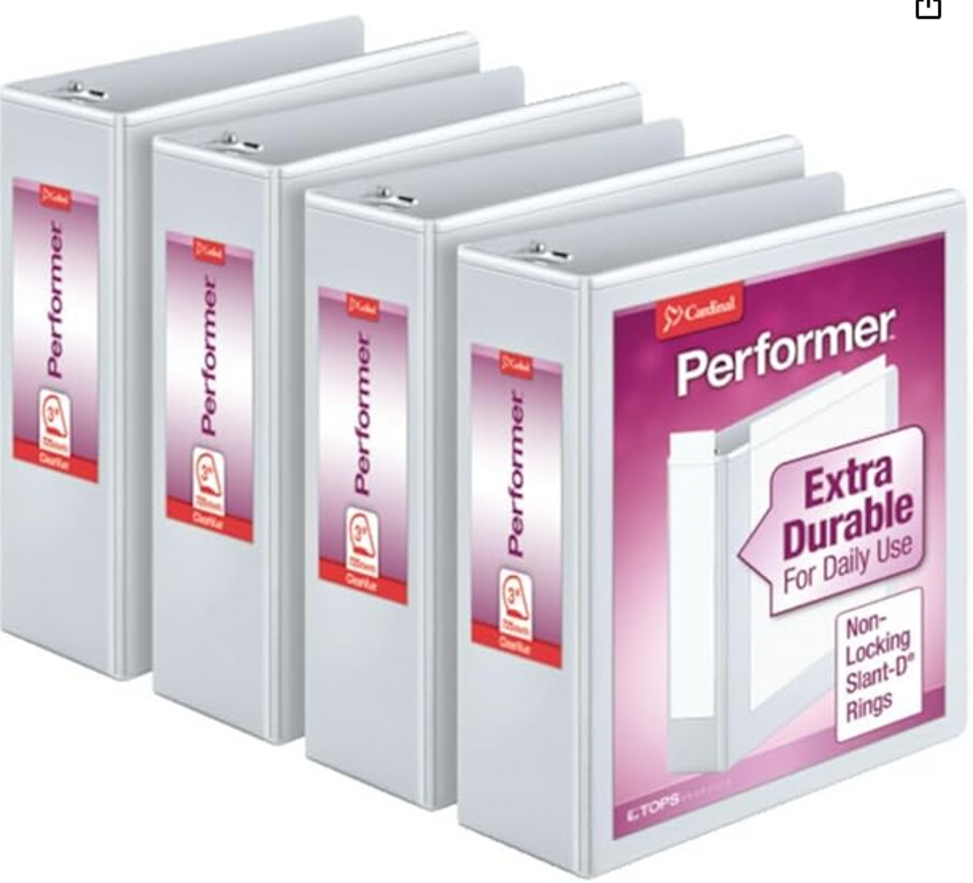 image of: Cardinal Performer 3-Ring Binders, 3", Non-Locking Slant-D Rings, 725-Sheet Capacity