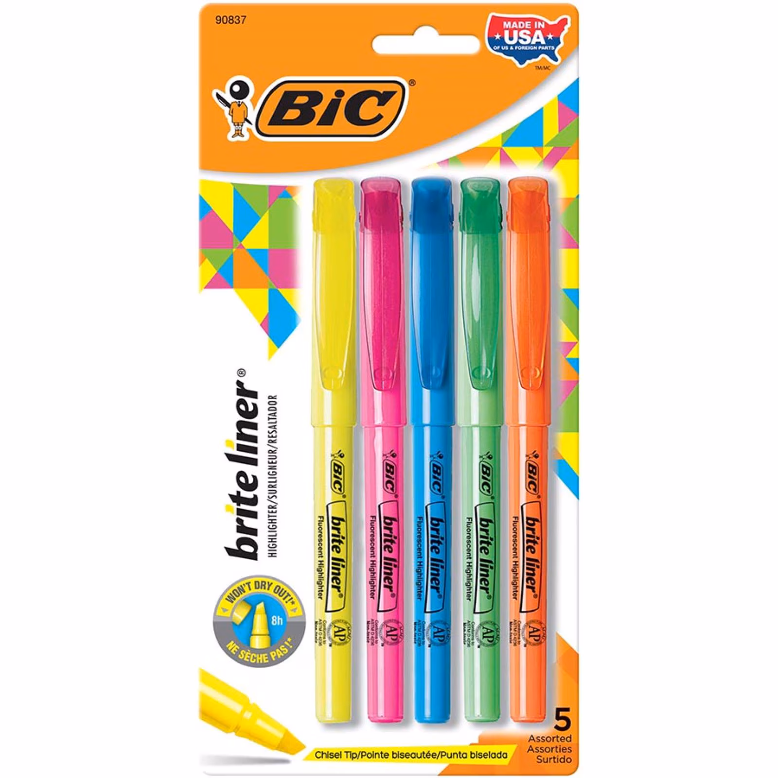 image of: BIC Brite Liner Highlighter, 5 Pack