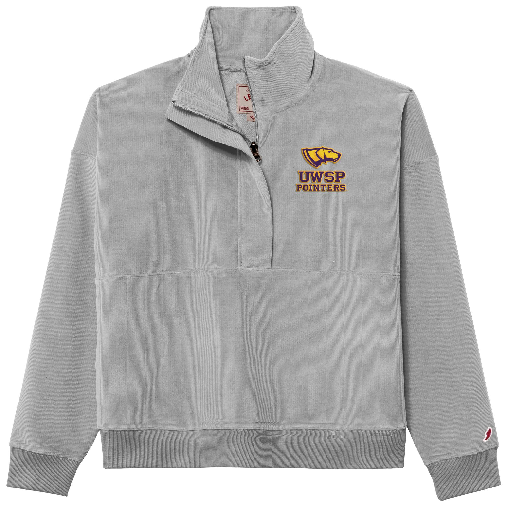 Product image 1 of 1 for UWSP Pointers Cord Womens Half Zip, Coastal Gray