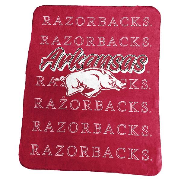 Arkansas Razorbacks Classic Repeating Team Name Fleece Throw; $25.99
