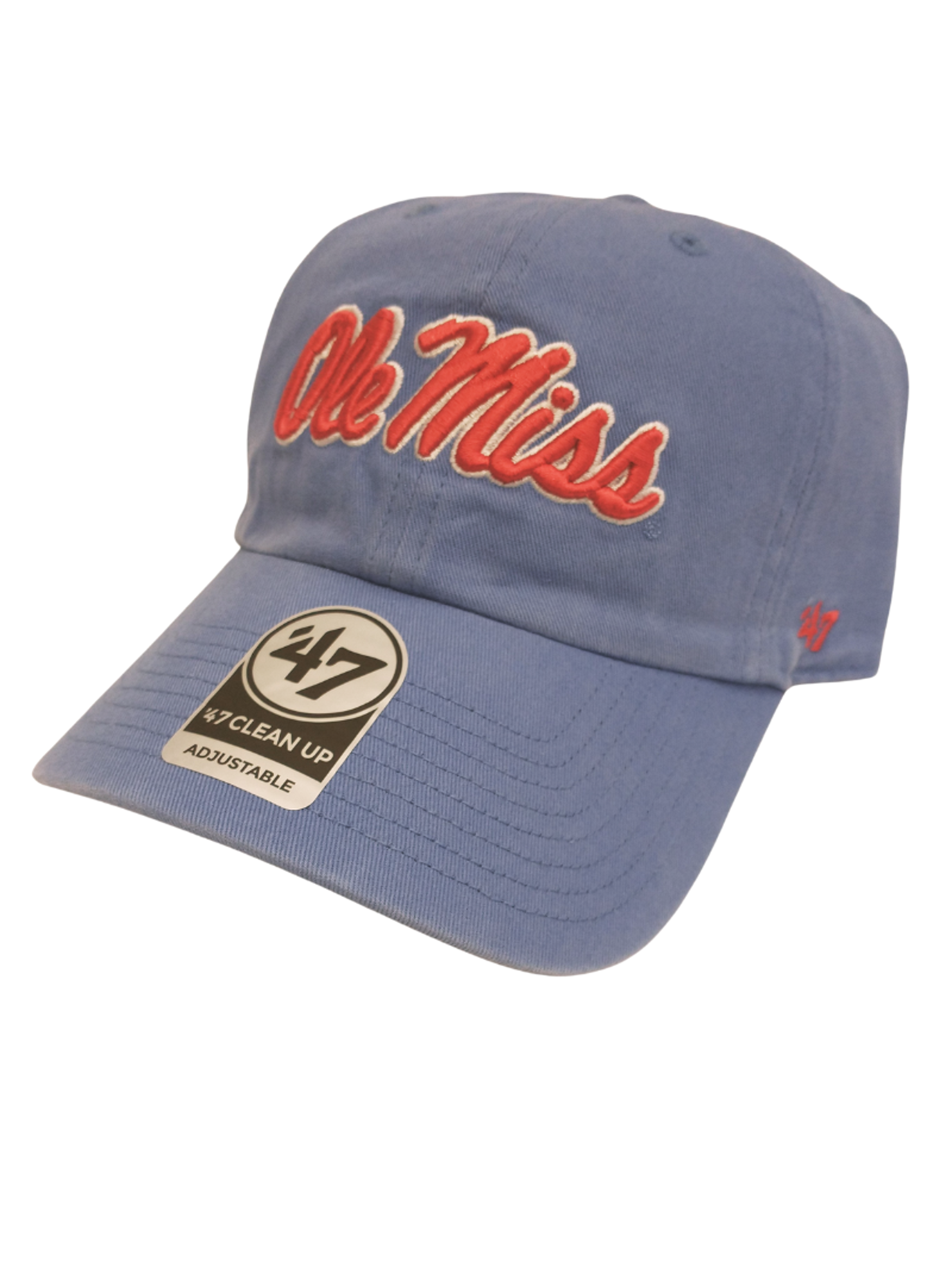 image of: Ole Miss Script Clean Up Hat Oyster Blue