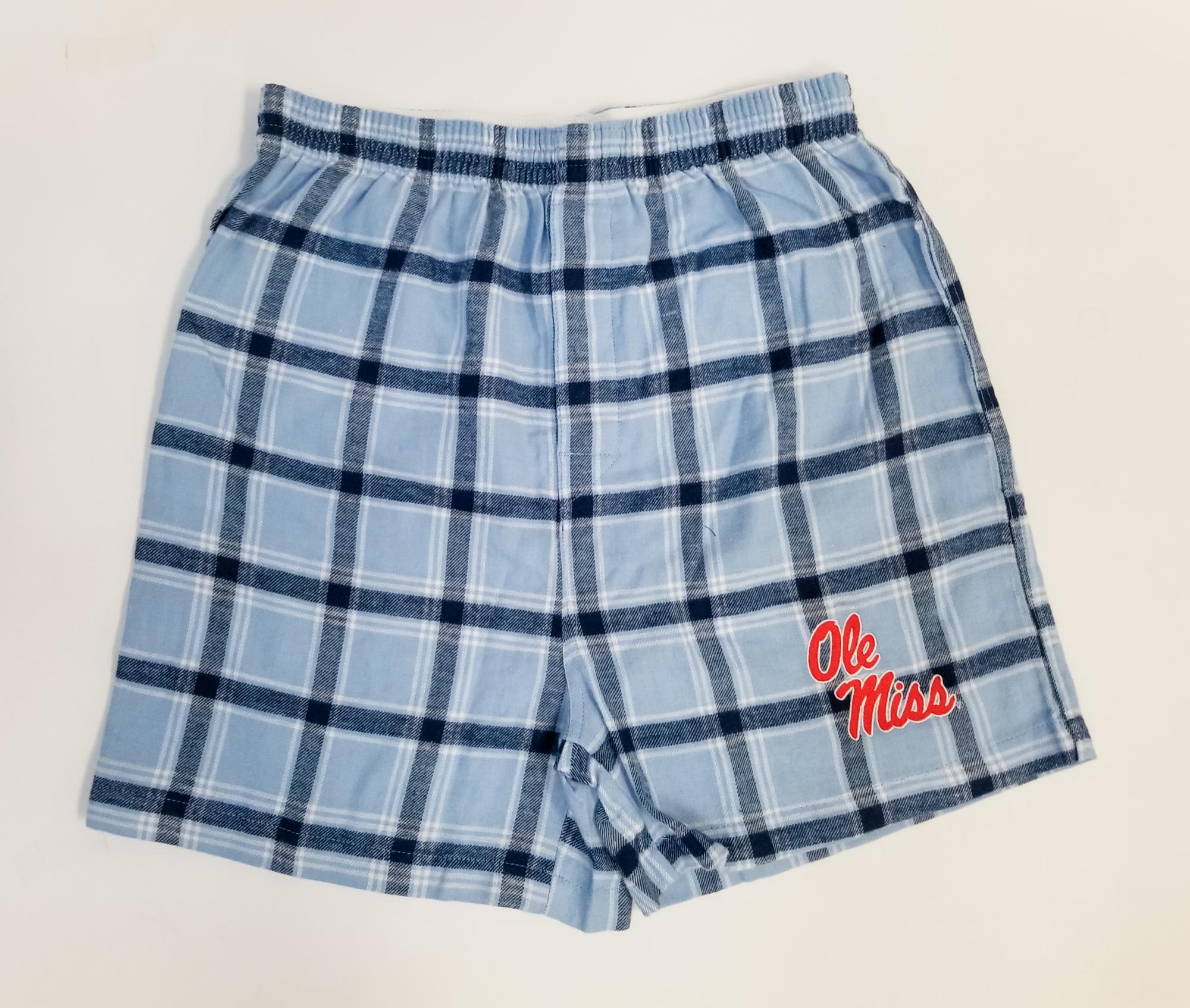 image of: Ole Miss Acclaim Flannel Boxers Light Blue Small-Large