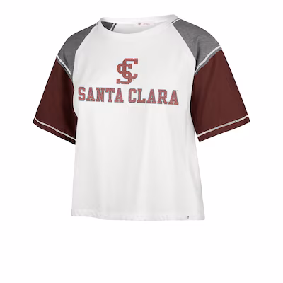 image of: Santa Clara Broncos 47 Brand Women's Serenity Gia Crop Short Sleeve Tee, White