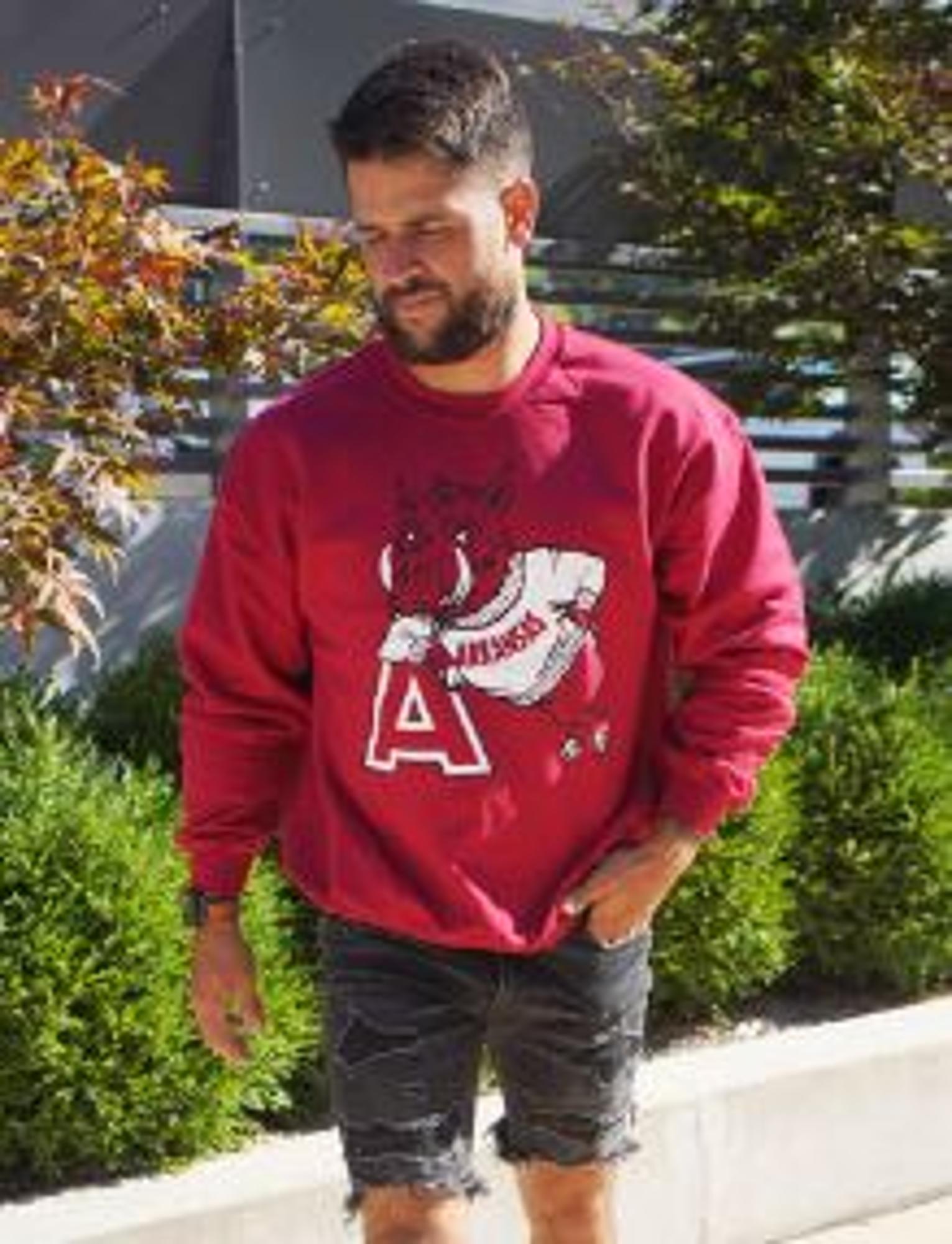 image of: Arkansas Razorbacks Hog Leaning on 'A' Sweatshirt