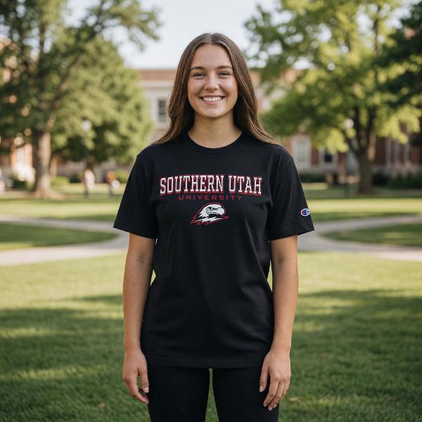 CHAMPION TEE S/S BLACK SOUTHERN UTAH UNIVERSITY; $19.99